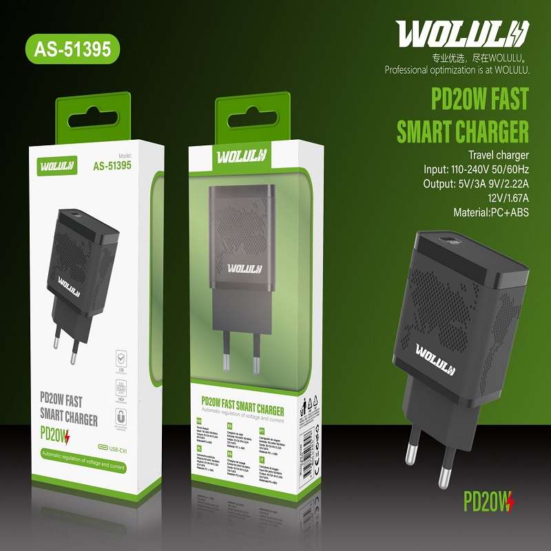 Wolulu AS-51395 PD 20W Fast Smart Wall Charger