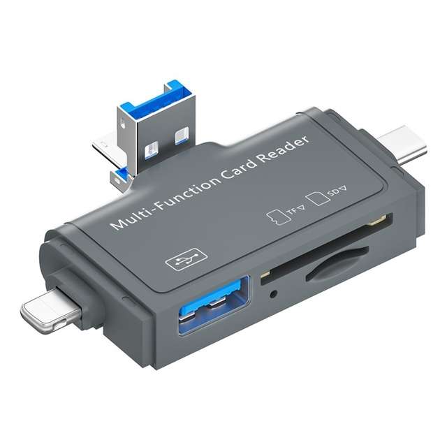 SE-TQ40  Multi OTG USB C Adapter SD TF Micro Card Reader Micro USB Adapter For Lighting 7 In 1