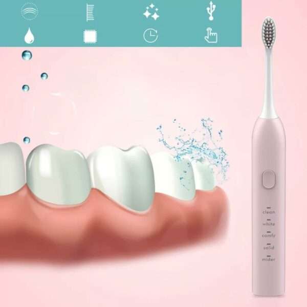 Waterproof Sonic Electric Toothbrush 5 Modes Automatic Timer