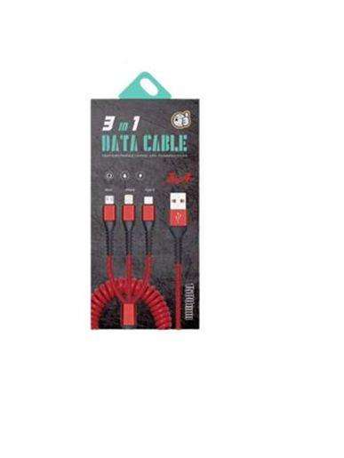 1.5M USB Type C  Lightning  Micro 3 in 1 Charging Coiled Spring Cable 3A