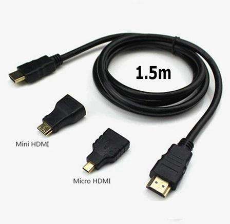 SE-LH3-03 HDMI To HDMI Cable Mini Micro HDMI Adaptor Cable Kit 1.5M 3 In 1
