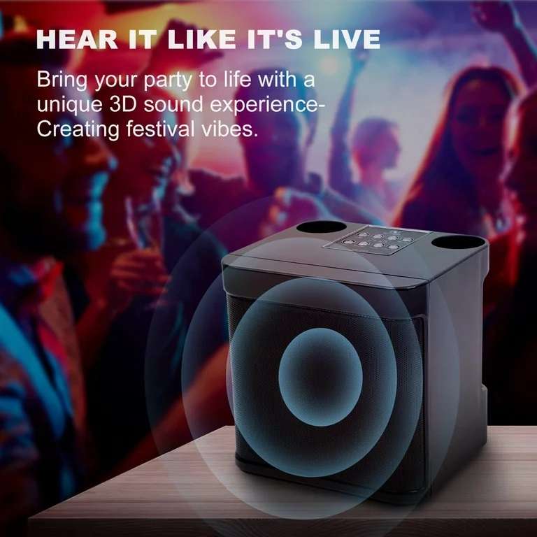 YS-203 Portable Mini Wireless Bluetooth Speaker With 2 Karaoke Microphone