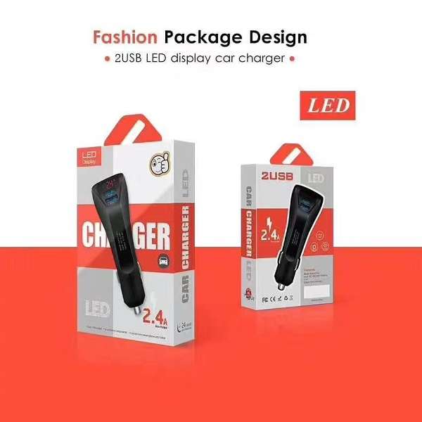 Led Display Car Charger Dual USB Universal Mobile Phone Aluminum Car-Charger