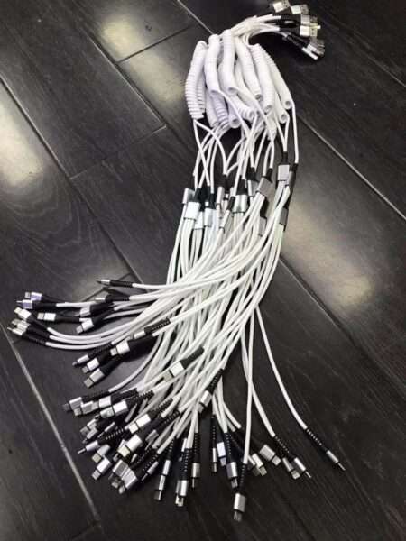 1.5M USB Type C  Lightning  Micro 3 in 1 Charging Coiled Spring Cable 3A