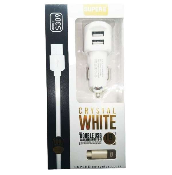 S309 Super E 18W Lightning Dual Port USB Car Charger