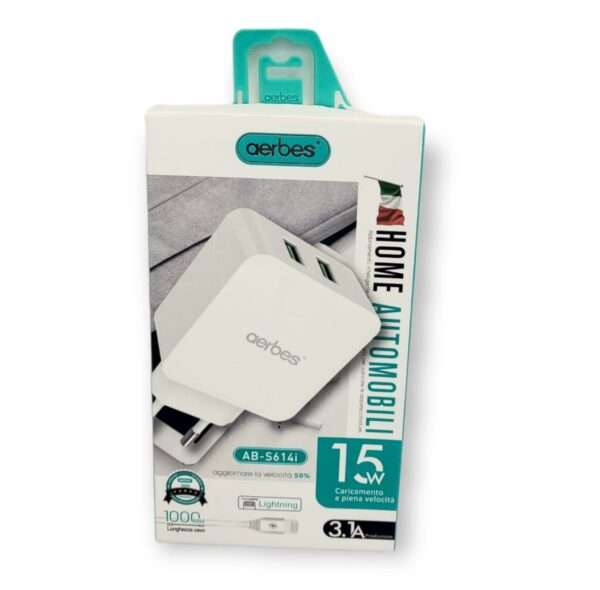AB-S614i Dual Charger 15W With Lighting Cable