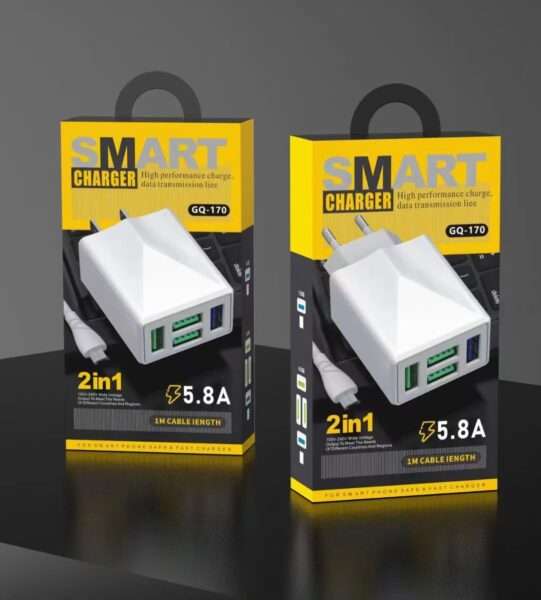 GQ-170  Smart 5.8A 4 Port Charger With Micro USB 1m Cable