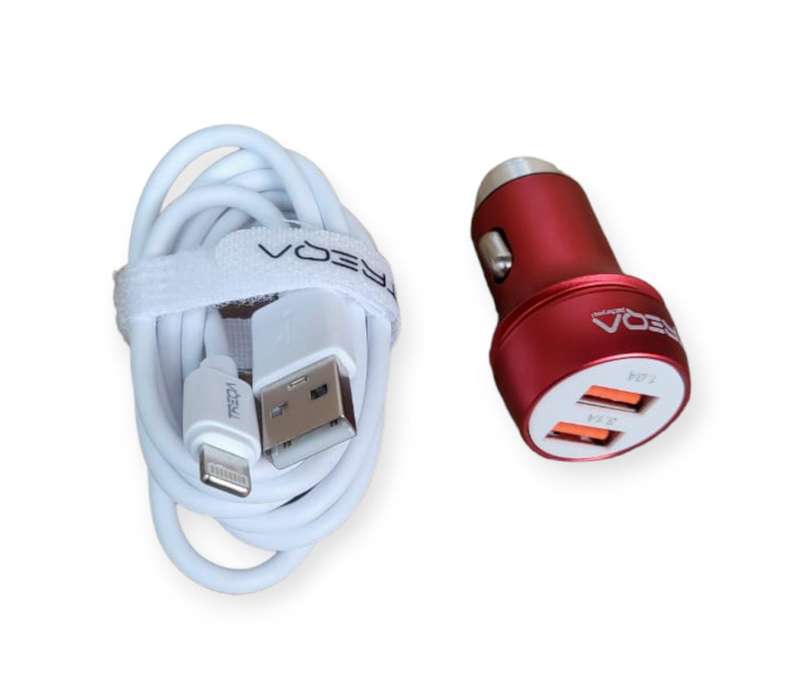 Treqa CS-218-IOS  Dual 3.1A USB Smart Car Charger With IOS USB Cable