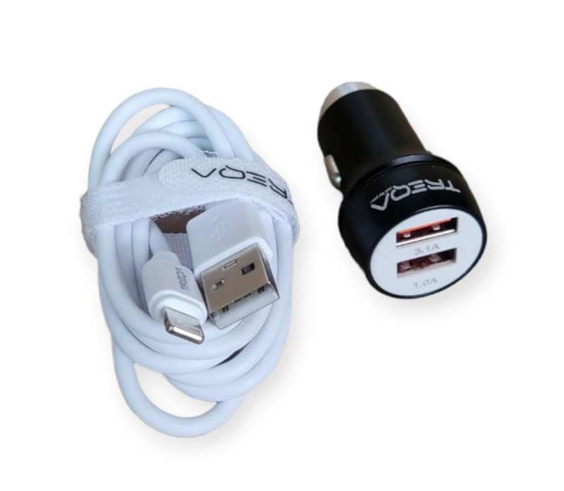 Treqa CS-218-IOS  Dual 3.1A USB Smart Car Charger With IOS USB Cable