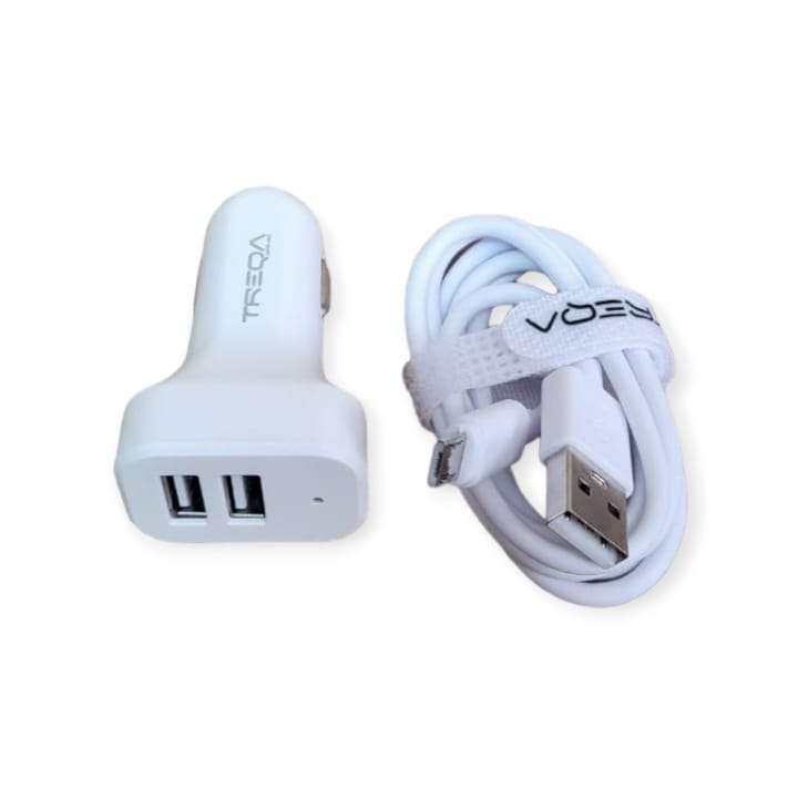 Treqa CS-219 Dual Port USB Car Charger With Micro USB Cable 3.1A