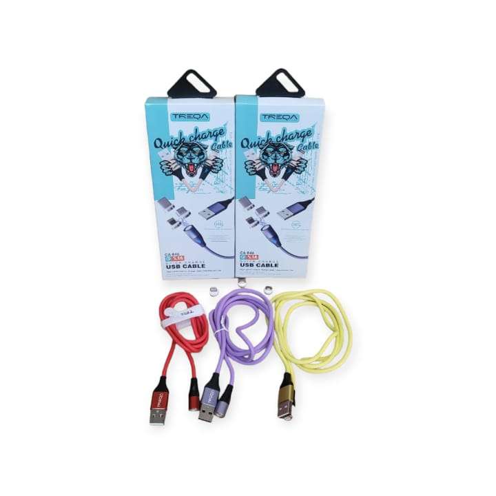Treqa  CA-846 Magnetic Cable Type C, V8 And IOS Connector  5.1A