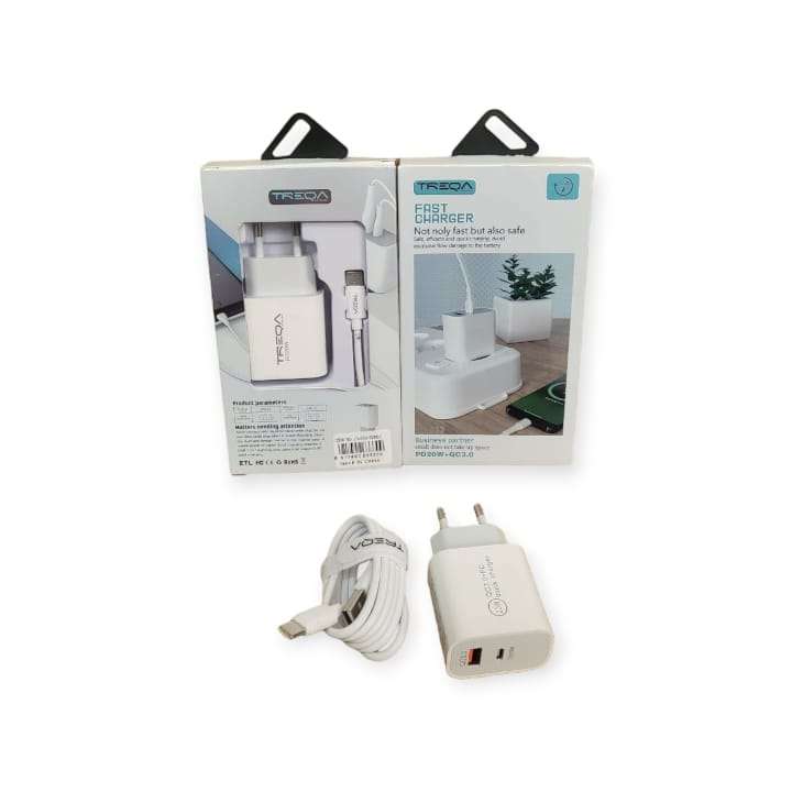 Treqa CH-633-Type C PD20W+QC3.0 Dual Charger With Type C Cable