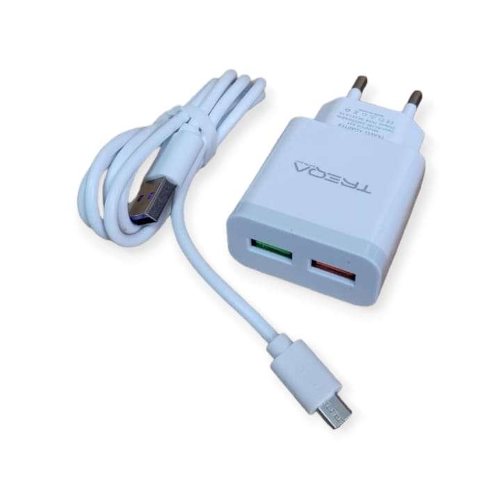 Treqa CH631 Dual USB Port Charger With Micro USB Cable