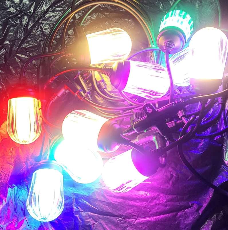 FA-801-2C  Loofah String with Hooks RGB Lights 10 Bulbs, With Extension Port 220V 5M