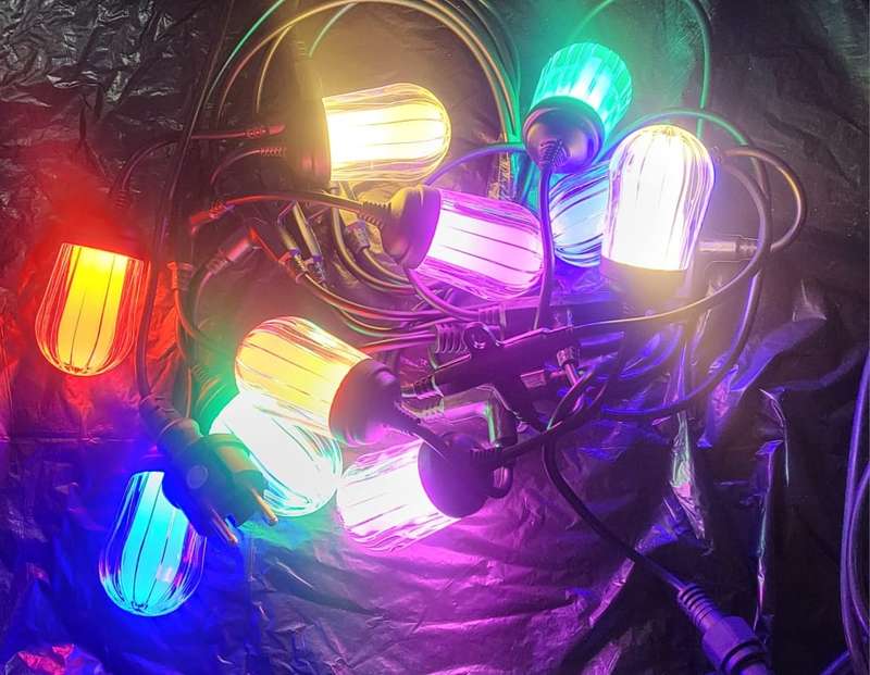 FA-801-2C  Loofah String with Hooks RGB Lights 10 Bulbs, With Extension Port 220V 5M