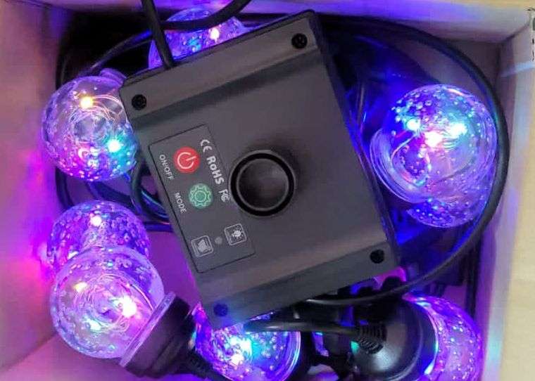 FA-807C Solar Powered Garden Bubble String With Hooks  RGB Lights 10 Bulbs 5 Modes
