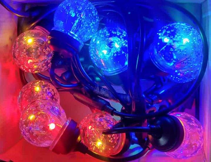FA-807C Solar Powered Garden Bubble String With Hooks  RGB Lights 10 Bulbs 5 Modes