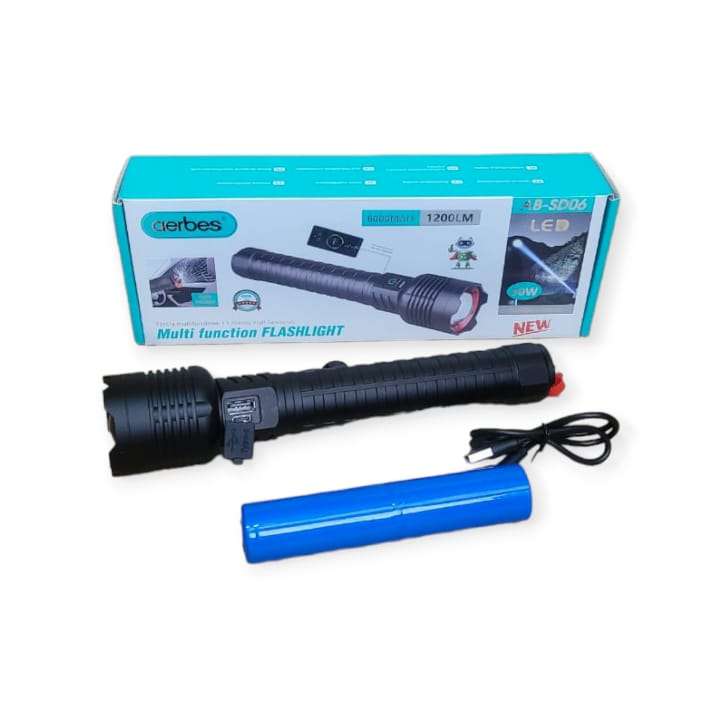 Aerbes AB-SD06 Rechargeable Telescopic Flashlight With Hammer And USB Port 30W