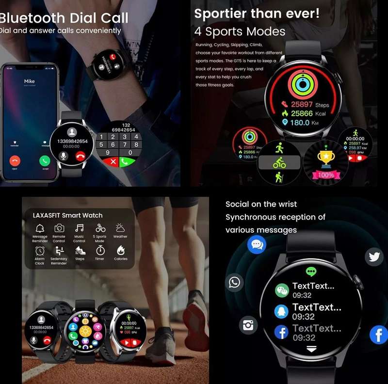 Wolulu AS-50251 Bluetooth Smart Watch With HryFine App and Bluetooth Speaker