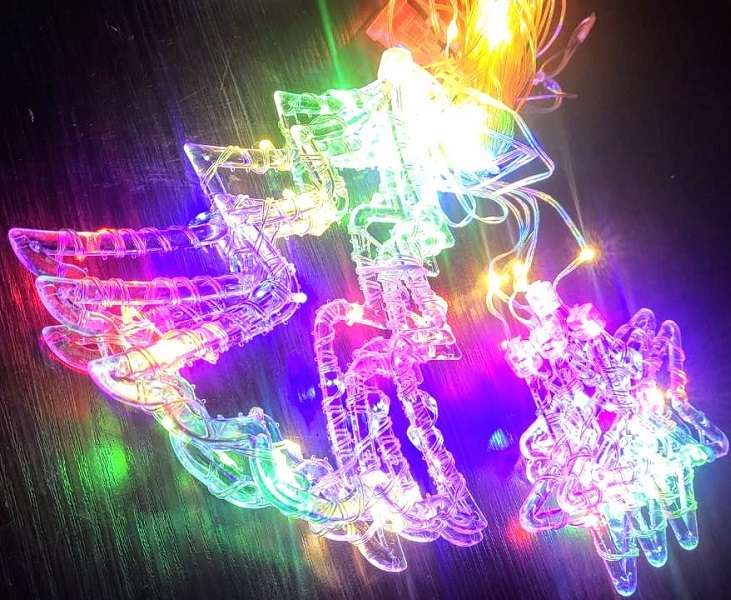 ZYF-29 Star And Christmas Tree LED Fairy Curtain Light RGB 3M With Tail Plug Extension 8 Modes