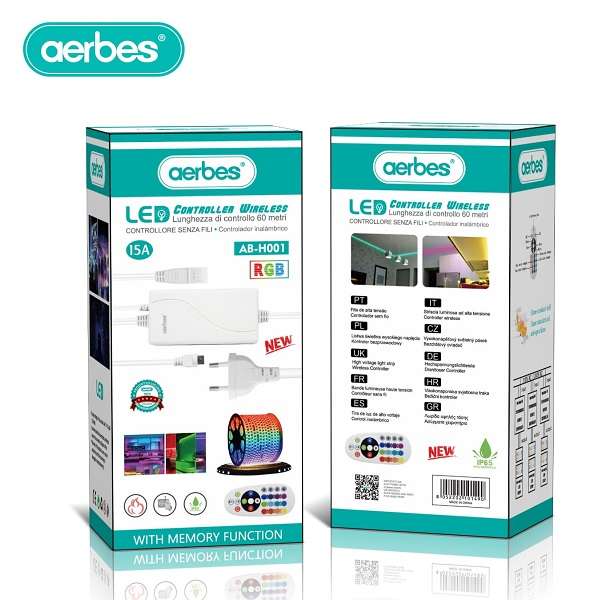 Aerbes AB-H001 Wireless IR Remote RGB Controller Kit With Memory Function 10mm