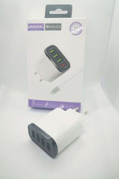 V8 Super E 7A 4 Port USB Charger With Micro USB Cable