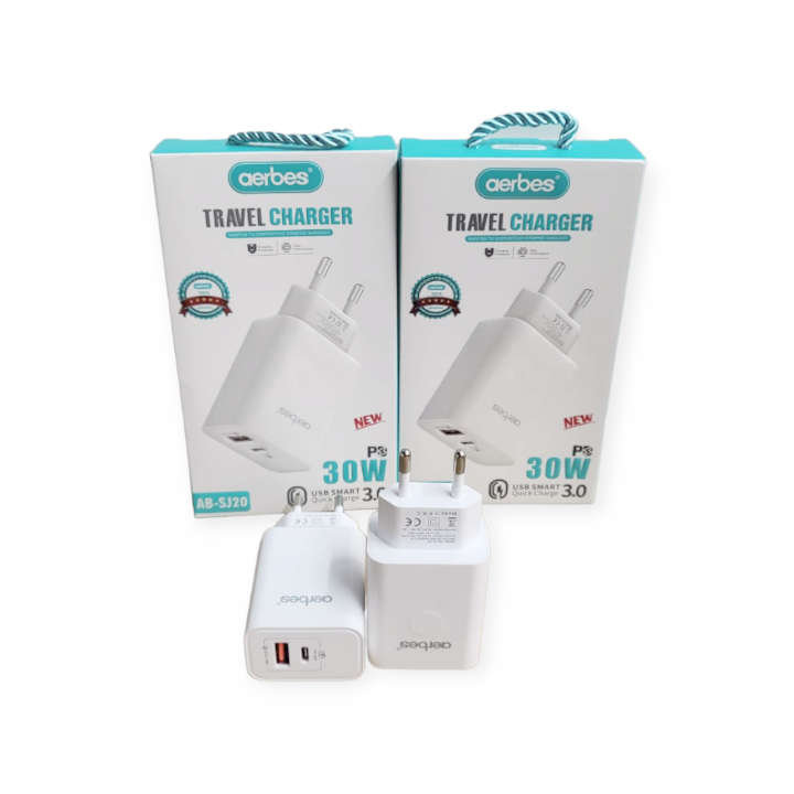 Aerbes AB-SJ20 PD 30W + QC3.0 USB Smart Travel Charger