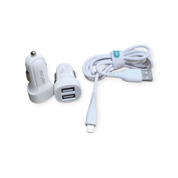 Aerbes AB-Q538i Dual USB Car Charger With iPhone Cable