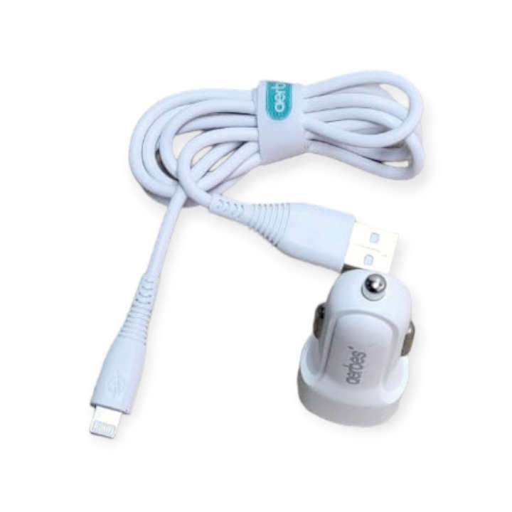 Aerbes AB-Q538i Dual USB Car Charger With iPhone Cable