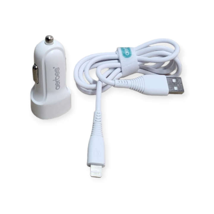 Aerbes AB-Q538i Dual USB Car Charger With iPhone Cable