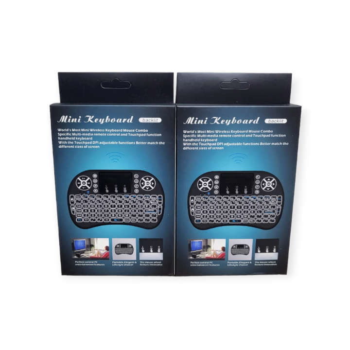 I8 Mini Wireless Keyboard Rechargeable LED Backlit Air Mouse