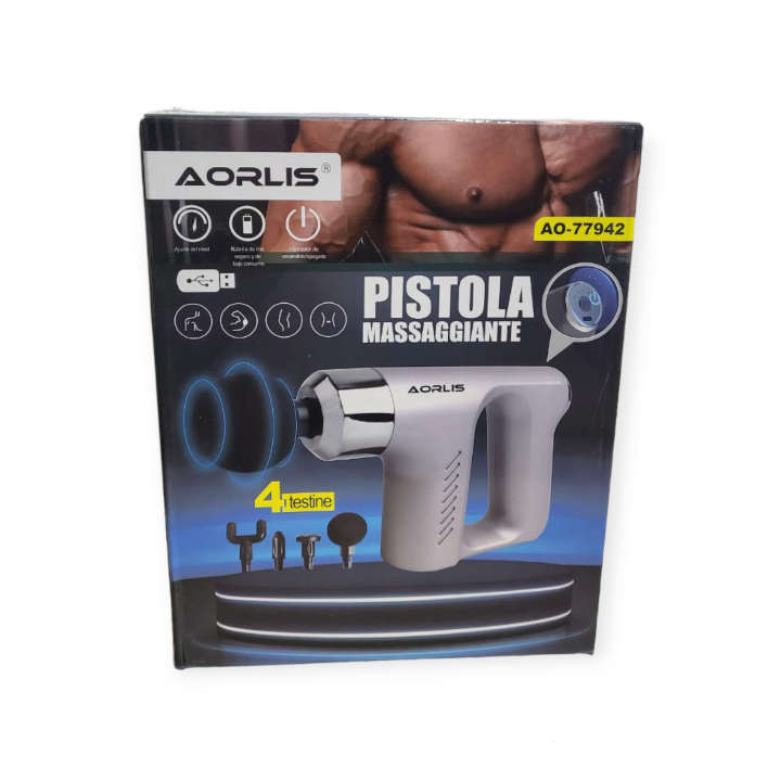 Aorlis AO-77942 Rechargeable Adjustable 5 Speed Electric  Massage Gun 4 In 1