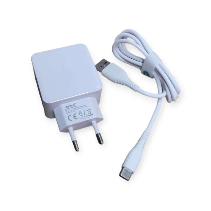 Aerbes AB-S614T Dual USB Port 3.1A Fast Charging Adapter Plus Type C Cable