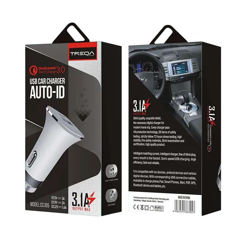 Treqa CC-305 Auto ID USB Car Charger 5V 3.0A