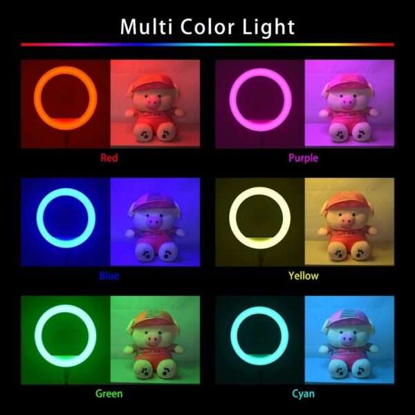 LJJ-22 RGB,White ,Cold &amp; Warm White Ring Light for Social Media With Tripod Stand 56cm 22 inch