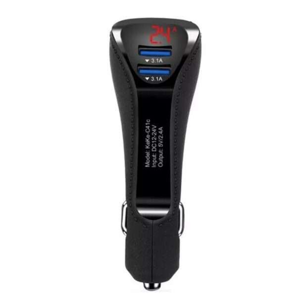 Led Display Car Charger Dual USB Universal Mobile Phone Aluminum Car-Charger