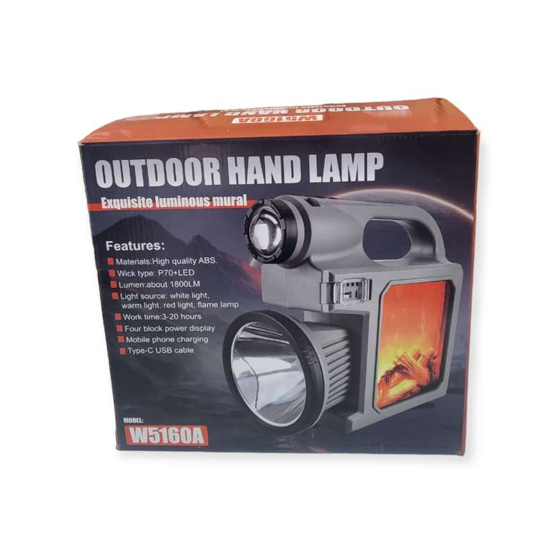 FA-W5106A Solar Powered Large Outdoor Hand Lamp White, Warm White, Red Light Flame Lamp