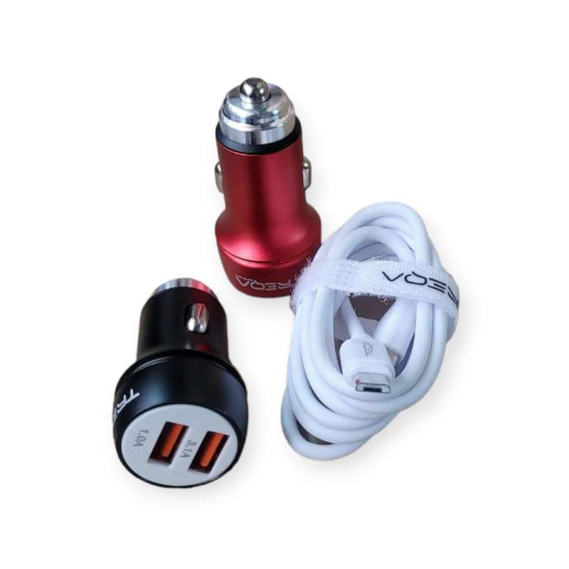 Treqa CS-218-V8  Dual 3.1A USB Smart Car Charger With Micro USB Cable