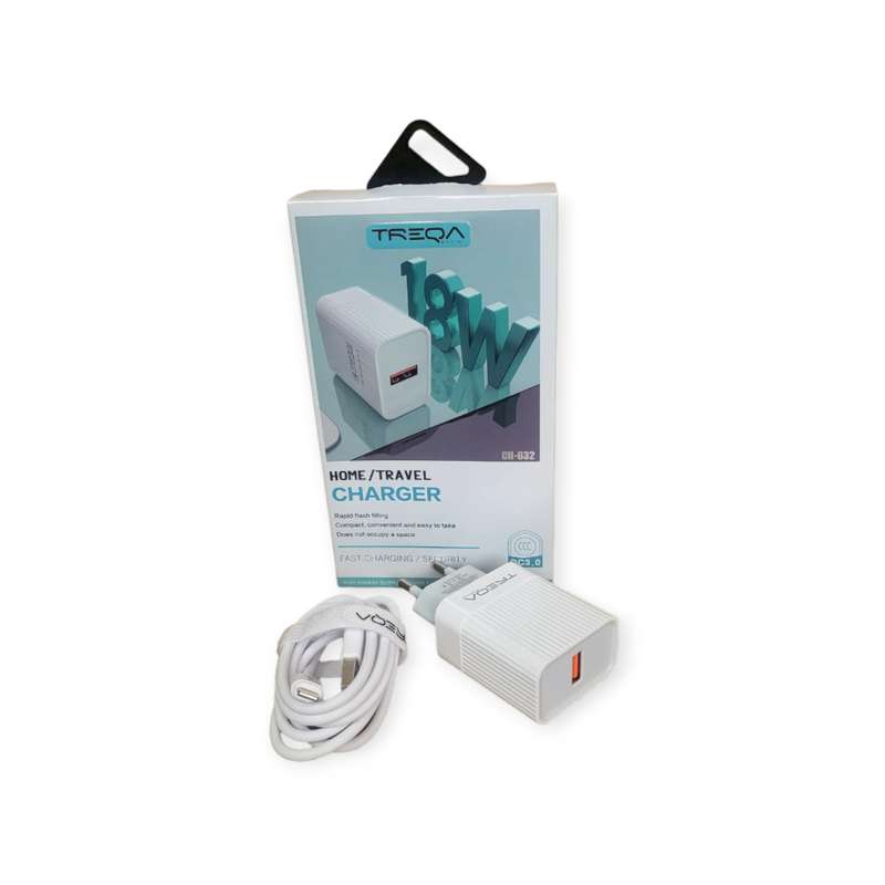 Treqa CH-632-IOS USB Wall Charger With IOS USB Cable