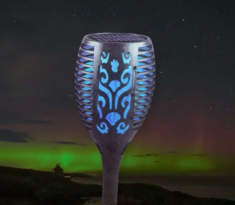 FA-8116T Solar Powered Yellow and Blue Dual Flame Light