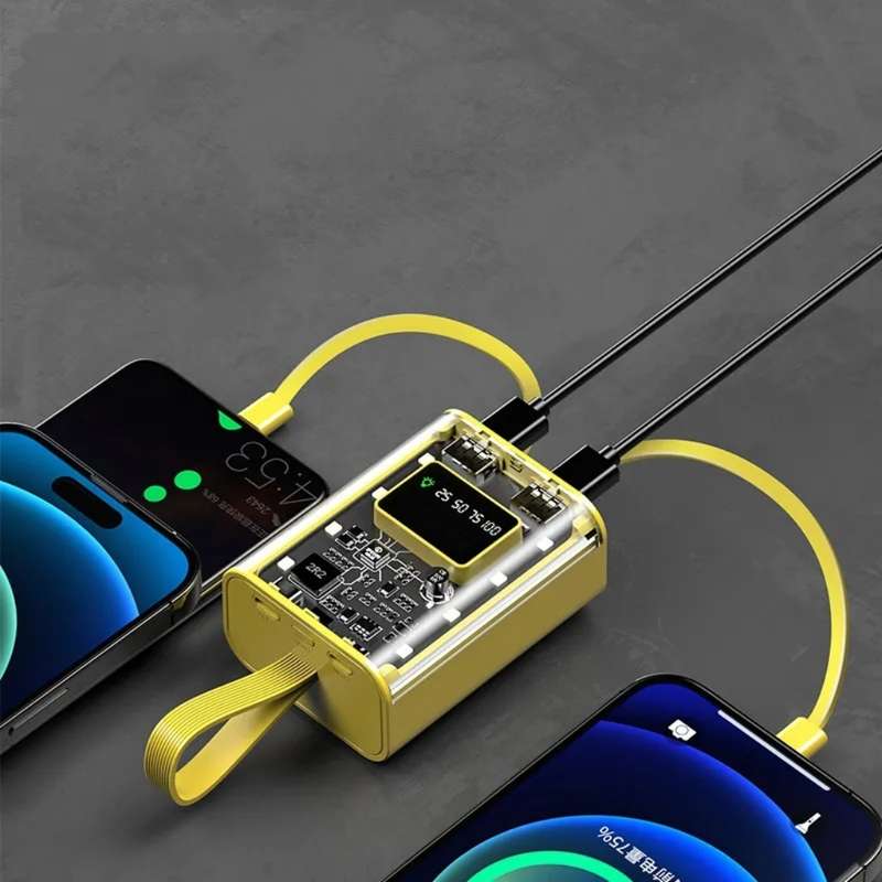 Wolulu AS-50323 Clear Retro 20000mah Power Bank With 3 Charging Cables