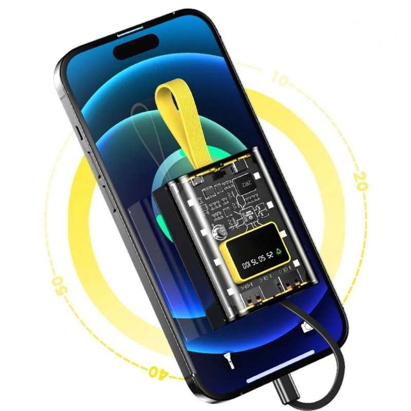 Wolulu AS-50323 Clear Retro 20000mah Power Bank With 3 Charging Cables