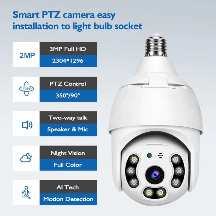XF0531 WiFi Surveillance Camera 360 Degree Smart HD Bulb Type Lamp Head