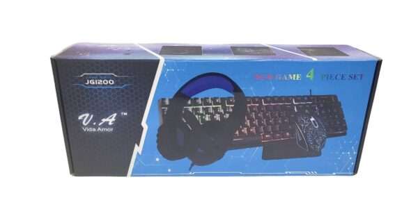 JG1200 4 in 1 Gaming RGB Piece Set Wired Back-Light Keyboard+Mouse+Headphone+Mouse Pad