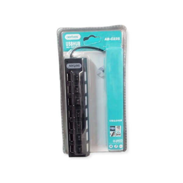 Aerbes  AB-C225 High-Speed Compact 7 Ports USB 2.0 Hub