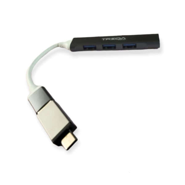 Treqa USB-3 4 Port Hub With Type C Adapter