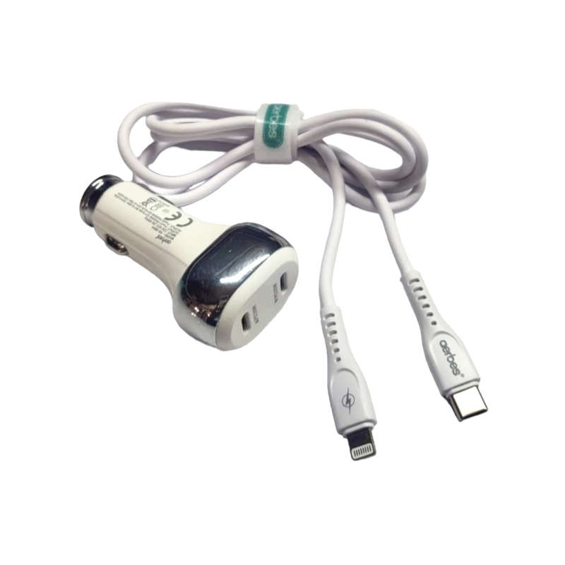 Aerbes AB-Q641 Dual PD 45W Car Charger With 1M Type C to Lightning Cable