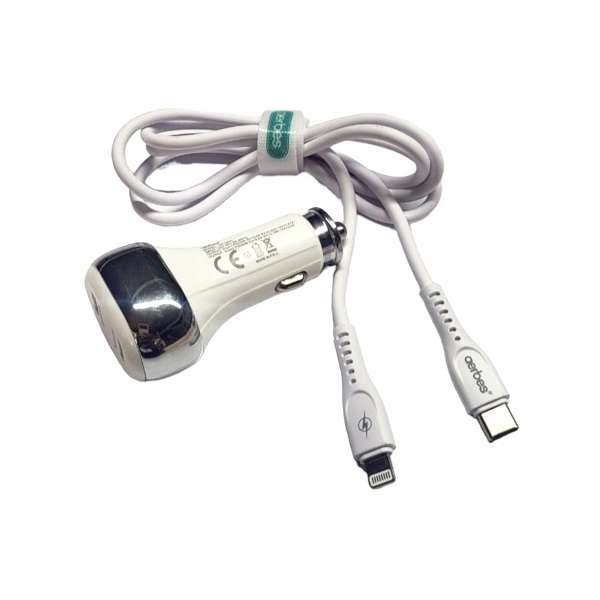 Aerbes AB-Q641 Dual PD 45W Car Charger With 1M Type C to Lightning Cable