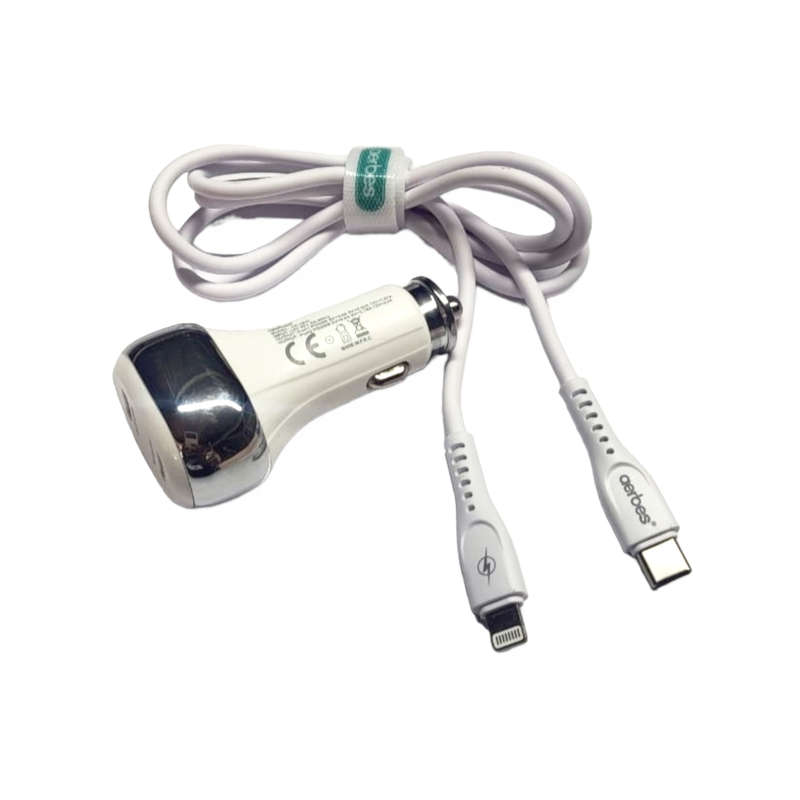 Aerbes AB-Q641 Dual PD 45W Car Charger With 1M Type C to Lightning Cable