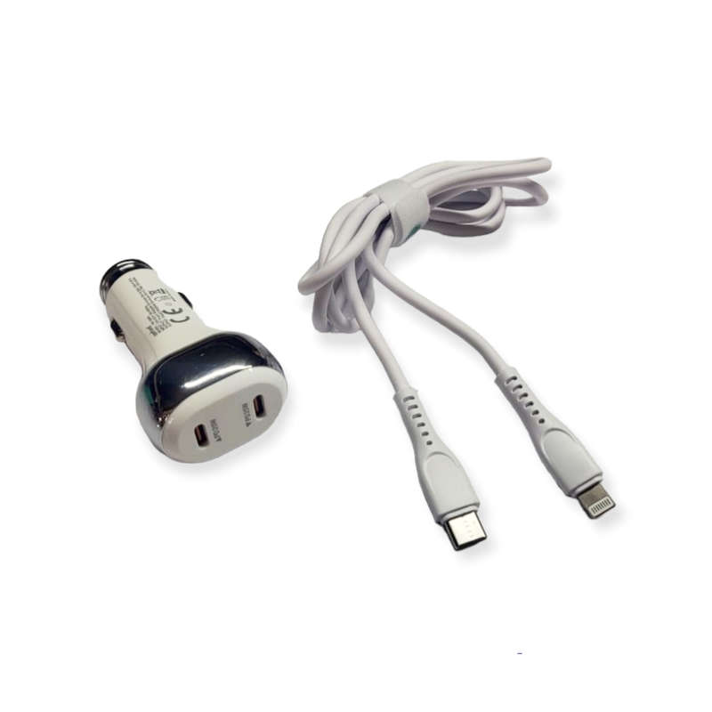 Aerbes AB-Q641 Dual PD 45W Car Charger With 1M Type C to Lightning Cable
